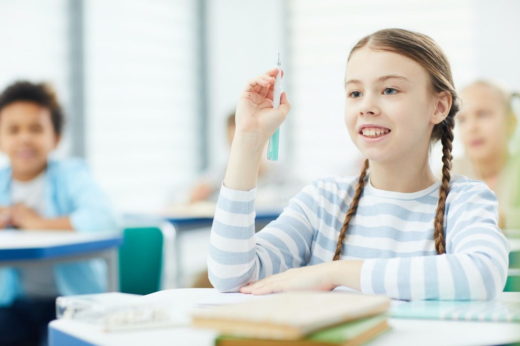 Smart Girl Raising Hand